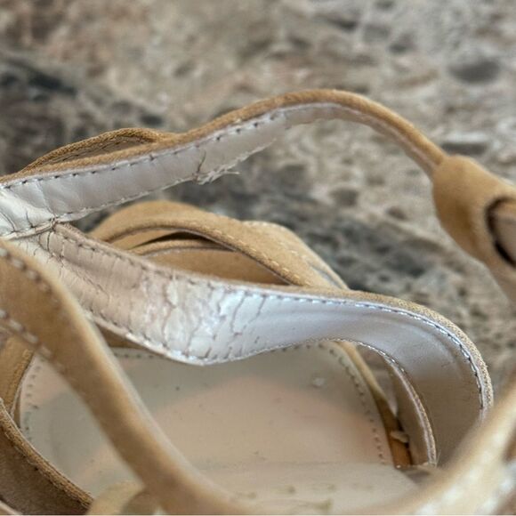 Scene Zarita Sandals Size 7 Tan Soft Suede Studded High Heel​ - Picture 8 of 13